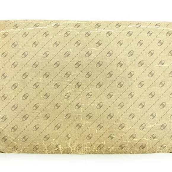 GUCCI Clutch Bag Double G Plate Beige ?~ Gray PVC ?~ Leather Authentic USED T038 - Picture 2 of 6